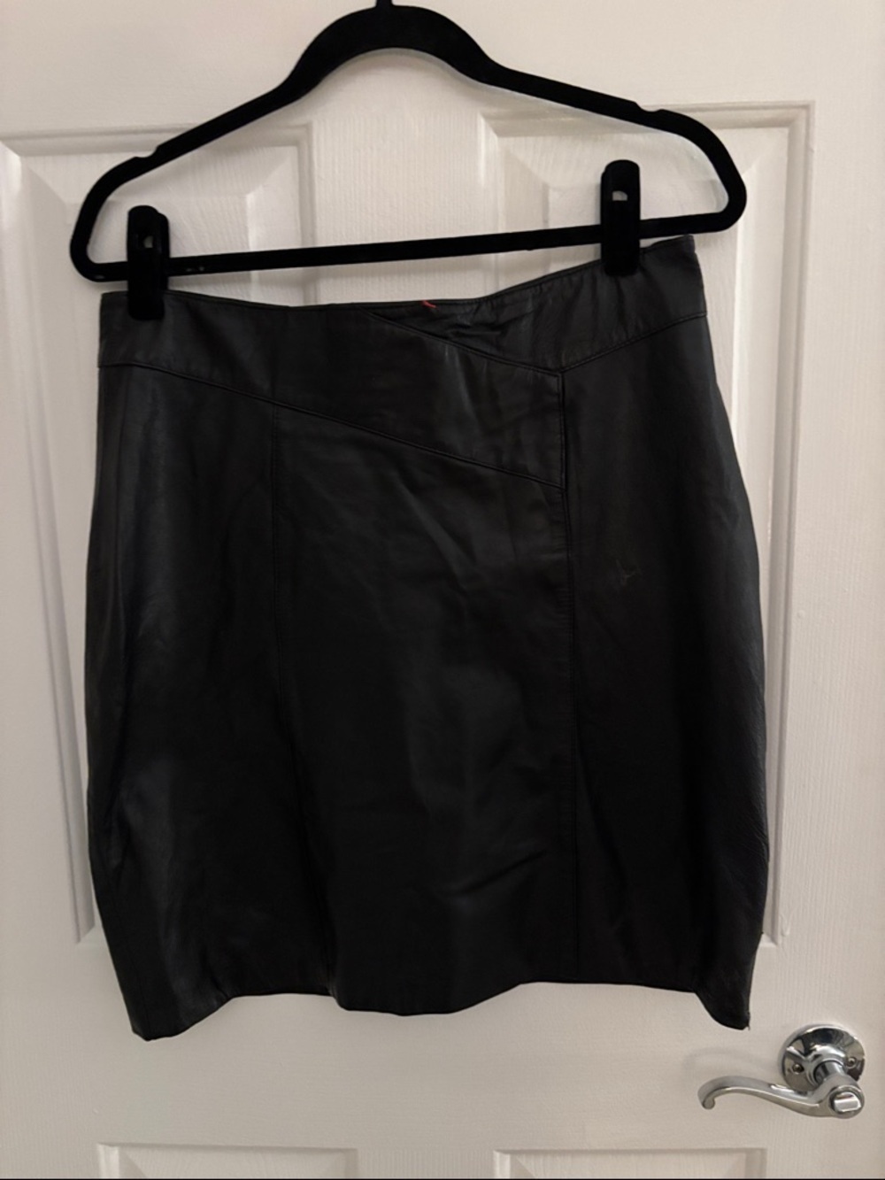 Black Leather Mini Skirt - Sleek A-Line Style